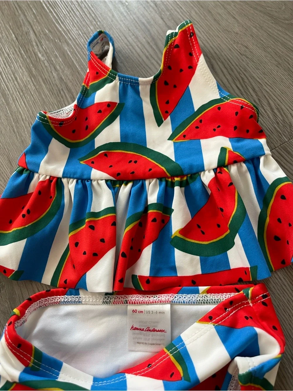 Hanna Andersson Girls Two-Piece Watermelon Tankini - Red, Blue, White